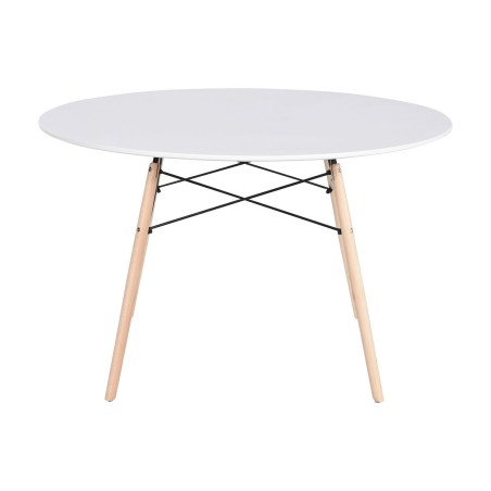 Tavolo da Pranzo Home ESPRIT Bianco Nero Naturale Betulla Legno MDF 120 x 120 x 74 cm