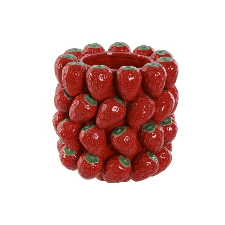 Vaso Home ESPRIT Rosso Ceramica Gres Fragole Tropicale 23 x 23 x 34 cm
