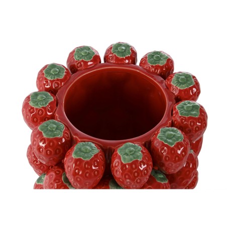 Vaso Home ESPRIT Rosso Ceramica Gres Fragole Tropicale 23 x 23 x 34 cm