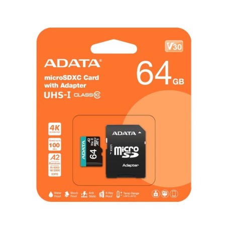 Scheda Micro SD Adata AUSDX64GUI3V30SA2 64 GB