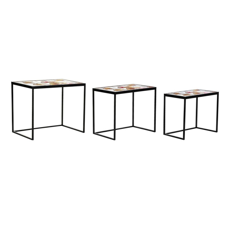Set di 3 tavoli DKD Home Decor Giallo Nero Rosa Dorato 60 x 40 x 50 cm Set di 3 tavoli DKD Home Decor Giallo Nero Rosa Dorato 60 x 40 x 50 cm
