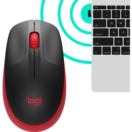 Mouse senza Fili Logitech M190 Rosso Nero/Rosso