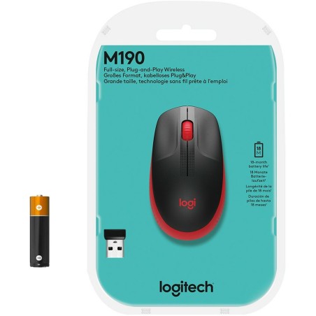 Mouse senza Fili Logitech M190 Rosso Nero/Rosso