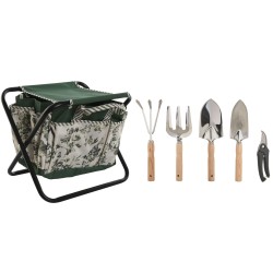 Kit di attrezzi per il giardinaggio Home ESPRIT Bianco Verde Poliestere Alluminio 7 Pezzi