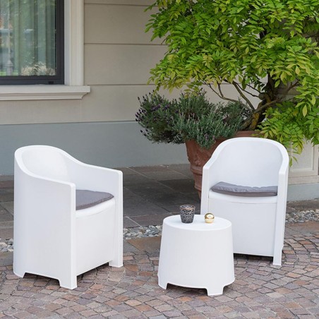 Set Tavolo con 2 Sedie IPAE Progarden Luna sluc06bg Bianco Giardino (3 Pezzi)