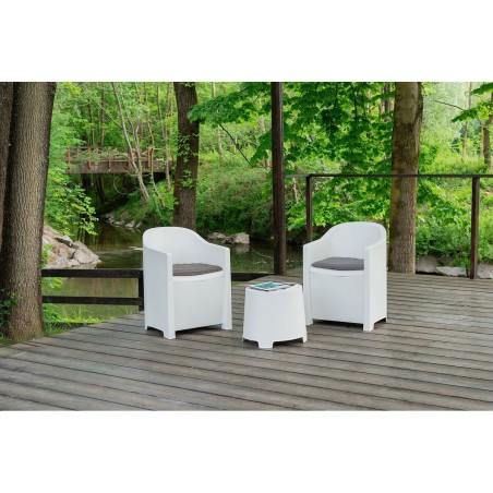 Set Tavolo con 2 Sedie IPAE Progarden Luna sluc06bg Bianco Giardino (3 Pezzi)