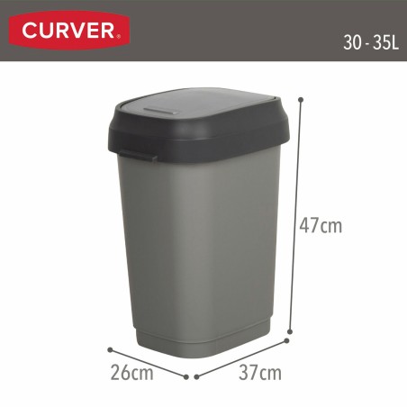 Secchio della spazzatura Curver Grigio scuro Plastica 35 L (6 Unità)