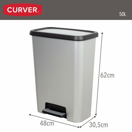Secchio della spazzatura Curver Grigio Plastica 50 L (5 Unità)