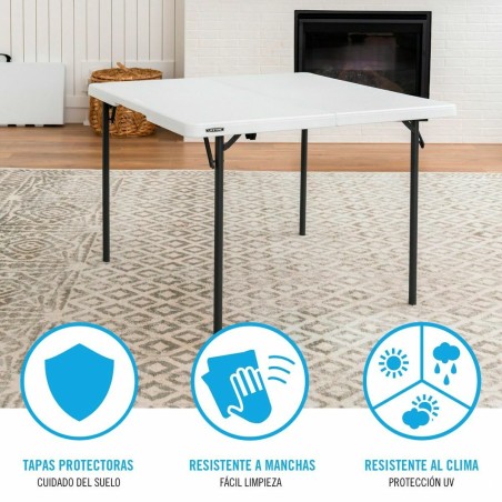 Tavolo Pieghevole Lifetime Bianco Quadrato Acciaio Plastica 94 x 94 x 74 cm