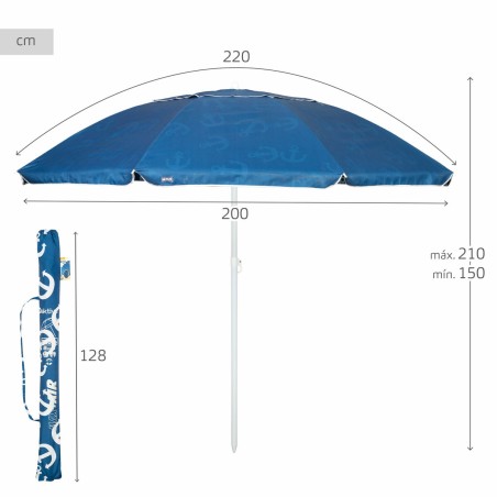 Ombrellone Aktive Azzurro 220 x 210 x 220 cm (6 Unità)