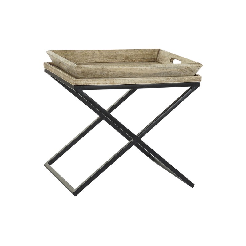 Tavolo aggiuntivo DKD Home Decor Nero Naturale Metallo Legno di mango 55 x 45 x 53 cm Tavolo aggiuntivo DKD Home Decor Nero Naturale Metallo Legno di mango 55 x 45 x 53 cm
