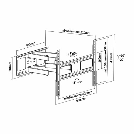 Supporto TV Aisens WT70TSLE-027 70" 37" 50 kg