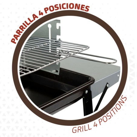 Barbecue a Carboni con Ruote Aktive Metallo smaltato 90 x 85 x 32 cm Nero