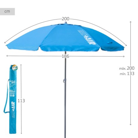 Ombrellone Aktive Azzurro Ø 200 cm 200 x 200 x 200 cm 200 x 198,5 x 200 cm UV50 (6 Unità)