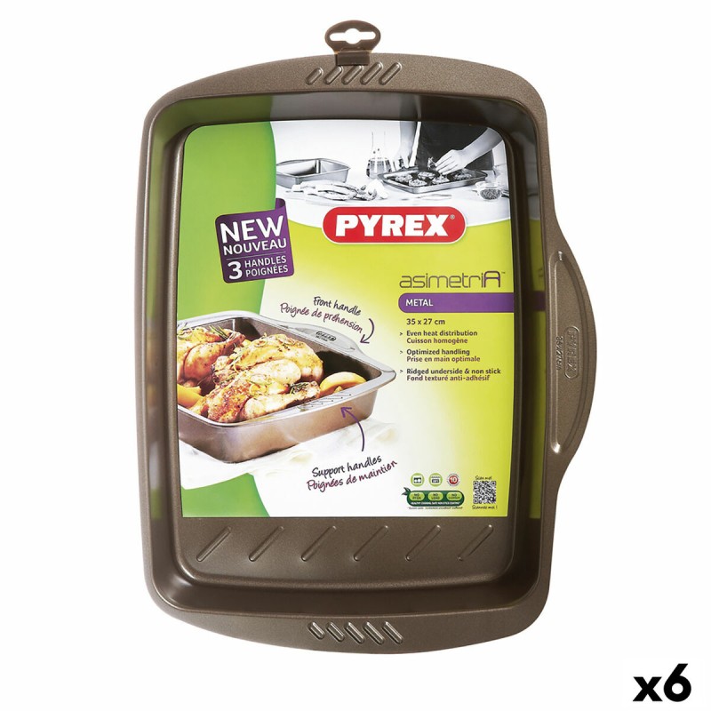 Stampo Rettangolare Pyrex Asimetria Nero Metallo 35 x 27 cm Rettangolare (6 Unità) Stampo Rettangolare Pyrex Asimetria Nero Metallo 35 x 27 cm Rettangolare (6 Unità)