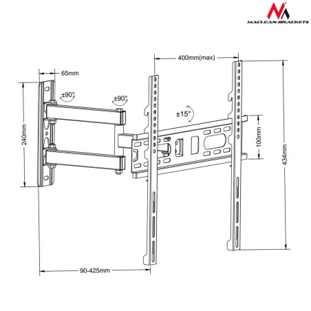 Supporto da Tavolo per Schermo MacLean MC-761 55" 26"