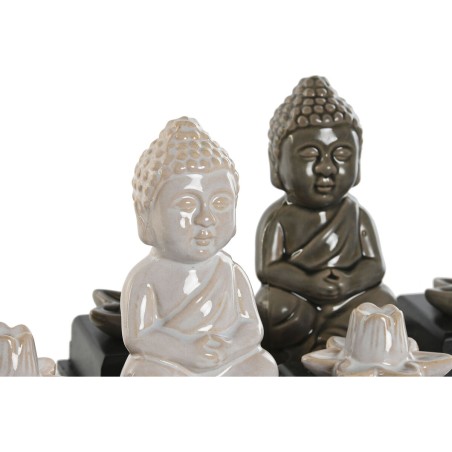 Bruciatore di essenze Home ESPRIT Ceramica Legno MDF Buddha 24 x 8 x 14 cm (2 Unità)