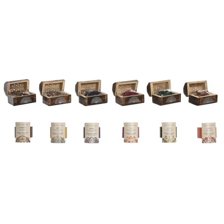 Bruciatore di essenze Home ESPRIT Legno di mango Mandala Indiano 9,5 x 5,5 x 6 cm Incenso (6 Unità) (10 Unità)