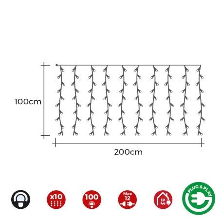 Tenda Luminosa LED EDM 71480 1,8 W 2 x 1 m Bianco