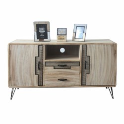Credenza DKD Home Decor Nero Naturale Metallo Legno di paulownia 120 x 41 x 65 cm