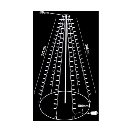 Tenda Luminosa LED Luce calda Bianco Caldo 2 m Nero