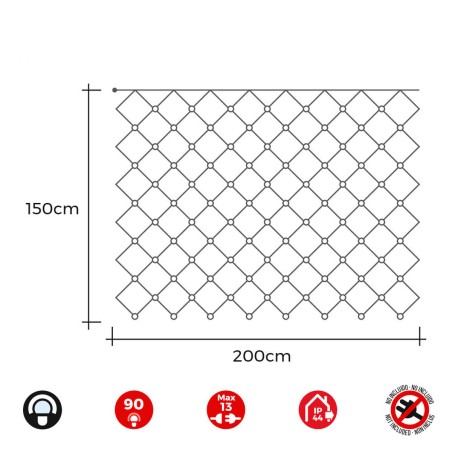 Tenda Luminosa LED EDM 71267 2 x 1,5 m Bianco (1 Unità)