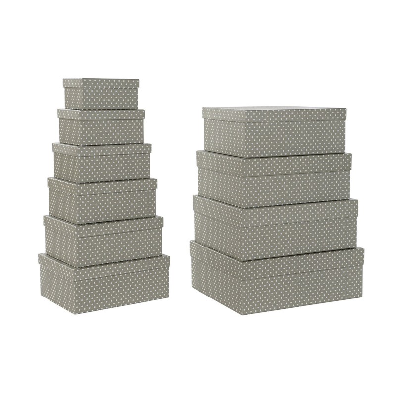 Set di Scatole per Sistemare Impilabili DKD Home Decor Pois Grigio Bianco Cartone (43,5 x 33,5 x 15,5 cm) Set di Scatole per Sistemare Impilabili DKD Home Decor Pois Grigio Bianco Cartone (43,5 x 33,5 x 15,5 cm)