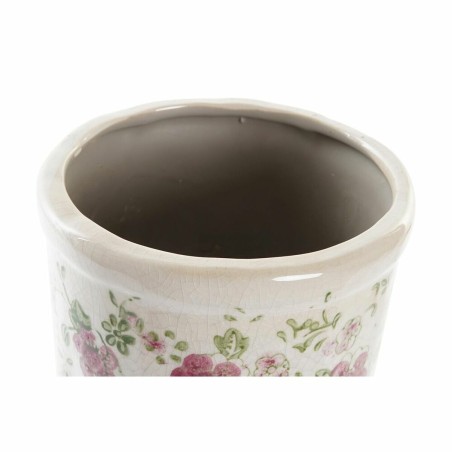Vaso DKD Home Decor Bianco Verde Rosso Granato Gres Shabby Chic (14 x 14 x 25 cm)