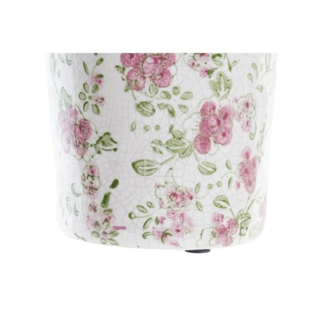 Vaso DKD Home Decor Bianco Verde Rosso Granato Gres Shabby Chic (14 x 14 x 25 cm)
