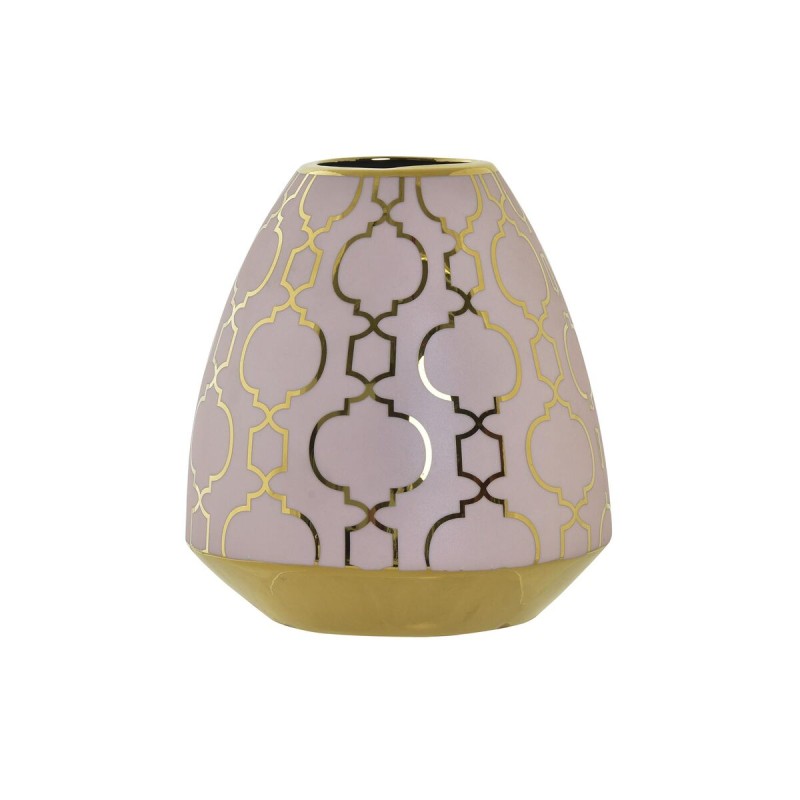 Vaso DKD Home Decor Porcellana Rosa Dorato Orientale Cromato 16 x 16 x 18 cm Vaso DKD Home Decor Porcellana Rosa Dorato Orientale Cromato 16 x 16 x 18 cm
