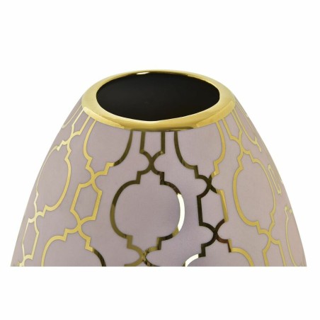 Vaso DKD Home Decor Porcellana Rosa Dorato Orientale Cromato 16 x 16 x 18 cm