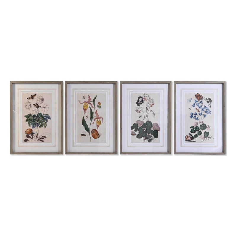 Quadro DKD Home Decor Abete Cristallo 50 x 65 x 2,5 cm 50 x 2,5 x 65 cm 50 x 2,5 x 70 cm Fiori (4 Pezzi)