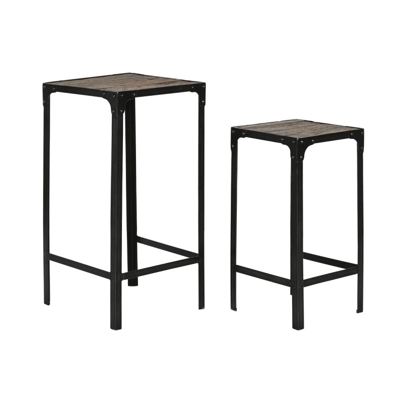 Set di 2 tavoli Home ESPRIT Nero Naturale 38 x 38 x 75 cm Set di 2 tavoli Home ESPRIT Nero Naturale 38 x 38 x 75 cm