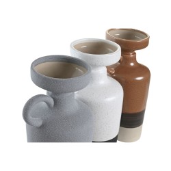 Vaso DKD Home Decor Bianco Grigio Terracotta Porcellana 13,3 x 11 x 27,3 cm 13,3 x 11 x 28 cm (3 Unità)