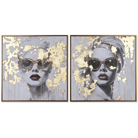 Quadro Home ESPRIT Dorato chica 70 x 3,5 x 70 cm (2 Unità)