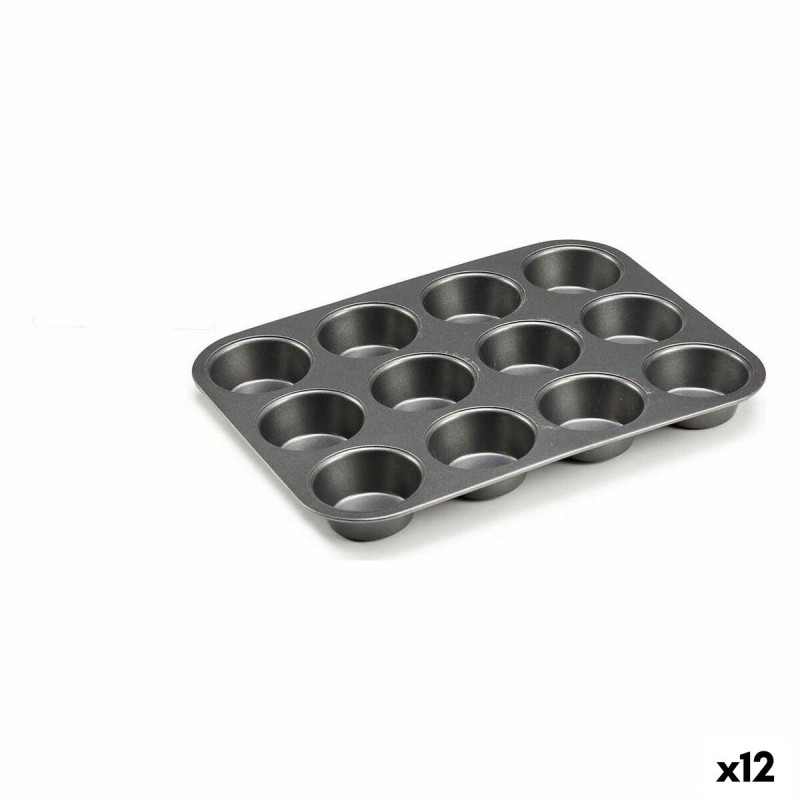 Stampo per Dolci Kinvara CK57179 Grigio scuro Metallo Acciaio al carbonio 20 x 2 x 26 cm (12 Unità) Stampo per Dolci Kinvara CK57179 Grigio scuro Metallo Acciaio al carbonio 20 x 2 x 26 cm (12 Unità)