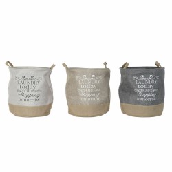 Cesto per i Panni Sporchi DKD Home Decor Beige Grigio Marrone Chiaro 39 x 39 x 41 cm 3 Pezzi (3 Unità)