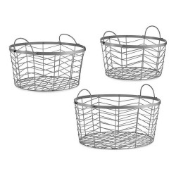 Set di Cesti Gift Decor Argentato Argento Metallo 40 x 18 x 40 cm