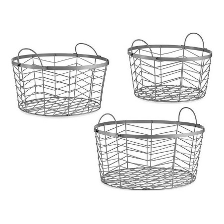 Set di Cesti Gift Decor Argentato Argento Metallo 40 x 18 x 40 cm