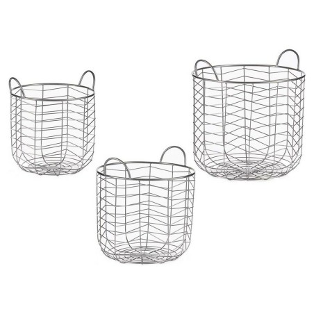 Set di Cesti Gift Decor B2609 Argentato Argento Metallo 40 x 42,5 x 40 cm