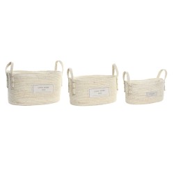 Set di Cestini DKD Home Decor Naturale Marrone Chiaro Fibra naturale Boho 34 x 23 x 20 cm 3 Pezzi