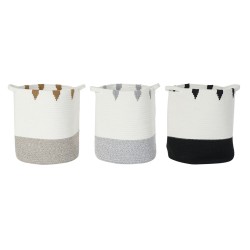 Set di Cesti DKD Home Decor Bianco Nero Grigio Senape (3 Unità)