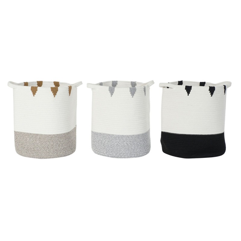 Set di Cesti DKD Home Decor Bianco Nero Grigio Senape (3 Unità)