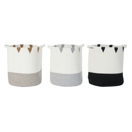 Set di Cesti DKD Home Decor Bianco Nero Grigio Senape (3 Unità)