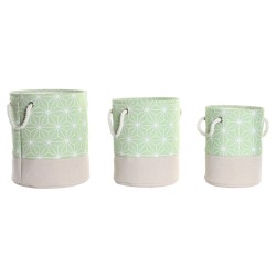 Set di Cestini DKD Home Decor Verde Beige Geometrico 30 x 30 x 35 cm 4 Kg 3 Pezzi (3 Unità)