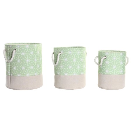 Set di Cestini DKD Home Decor Verde Beige Geometrico 30 x 30 x 35 cm 4 Kg 3 Pezzi (3 Unità)