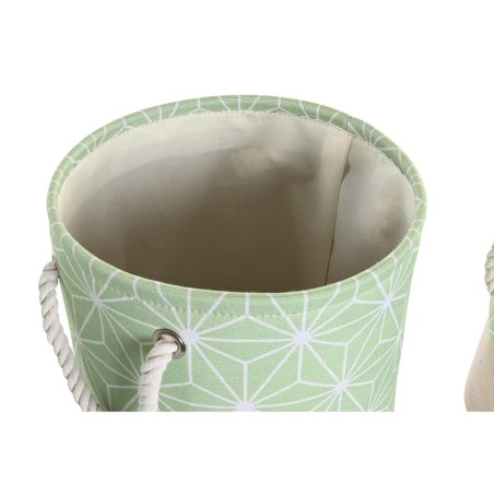 Set di Cestini DKD Home Decor Verde Beige Geometrico 30 x 30 x 35 cm 4 Kg 3 Pezzi (3 Unità)
