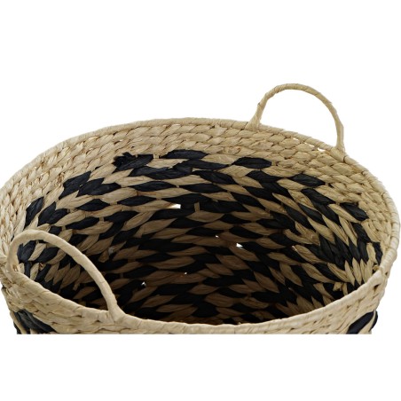 Set di Cestini DKD Home Decor Nero Marrone Chiaro Fibra naturale (3 Pezzi) (3 Unità)