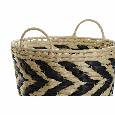 Set di Cestini DKD Home Decor Nero Marrone Chiaro Fibra naturale (3 Pezzi) (3 Unità)