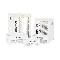 Set di Cesti DKD Home Decor Bianco Nero Beige Legno MDF 40 x 30 x 56 cm 5 Pezzi (5 Unità)